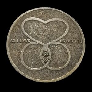 Vintage Belt Buckle Heart Infinity Symbol Star of David Religious Phrase